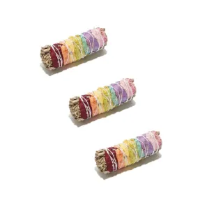 7 Chakra White Sage Smudging Herbs With  Rose Petals) 3-4" - 3 Bundles