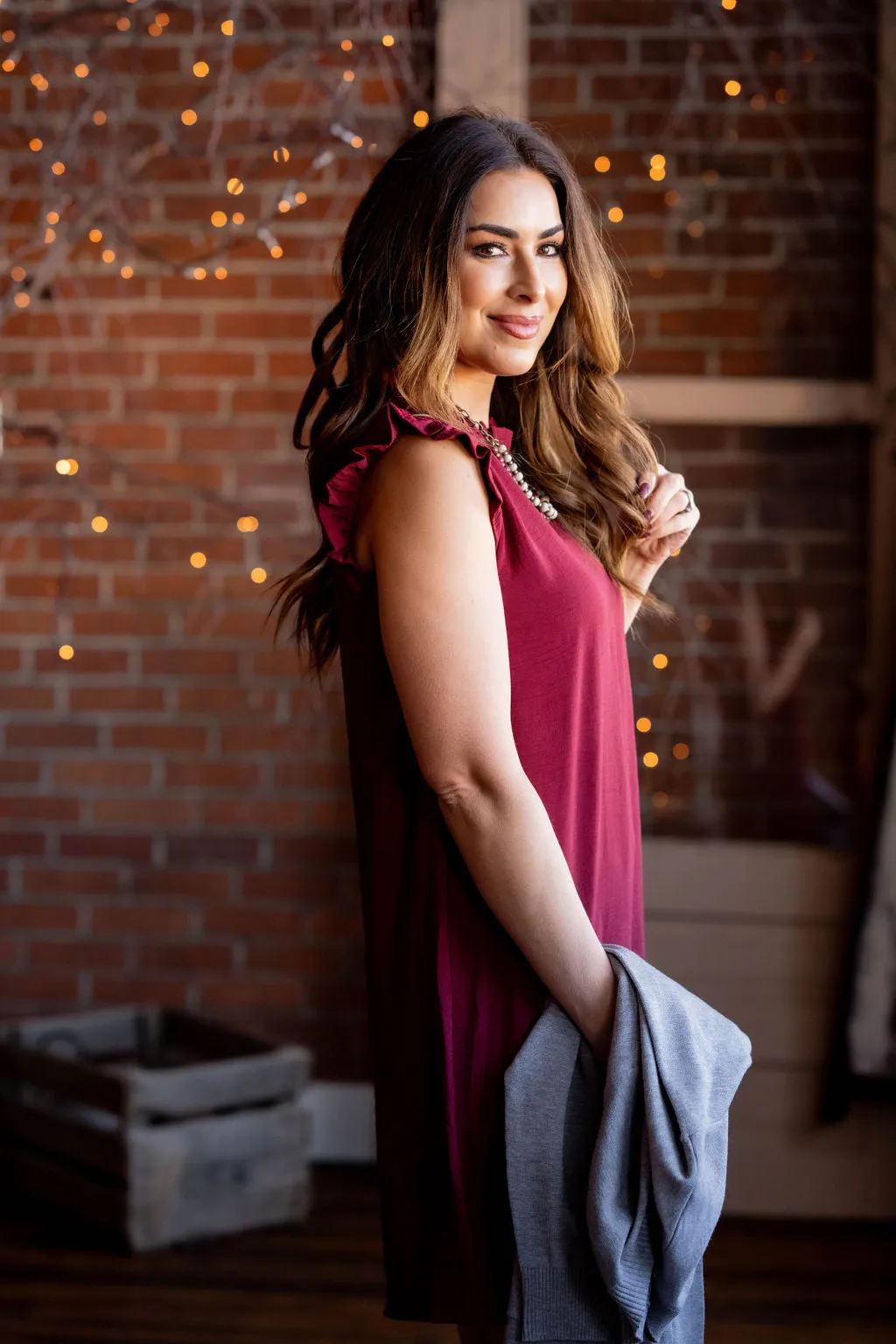 Basic Ruffle Trim Tank Dress