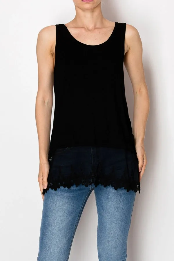 Bethany Lace Tank in Black