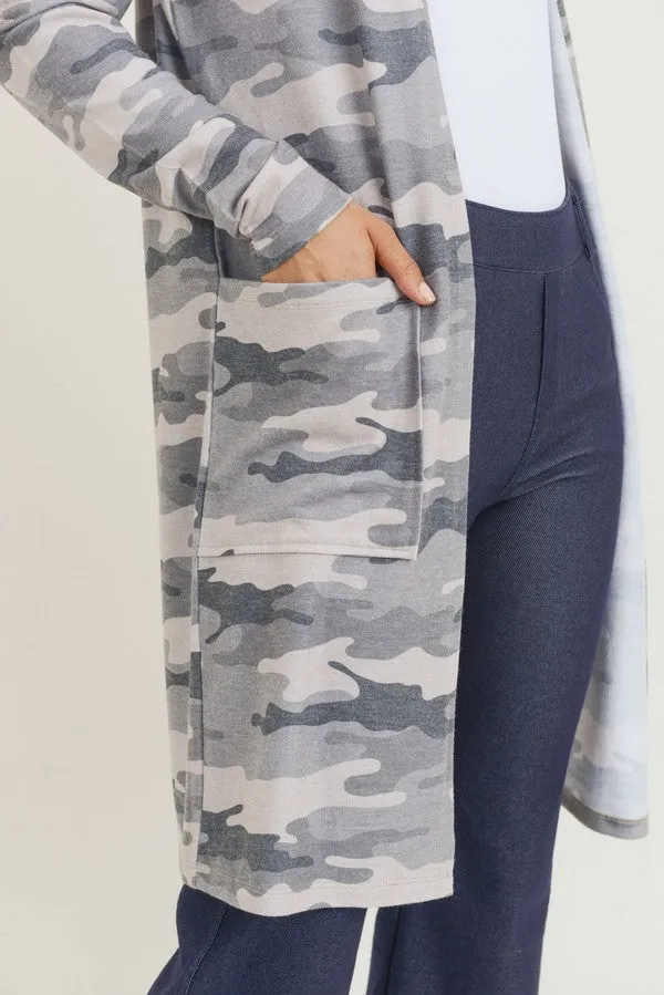 Camouflage Cardigan with Pockets