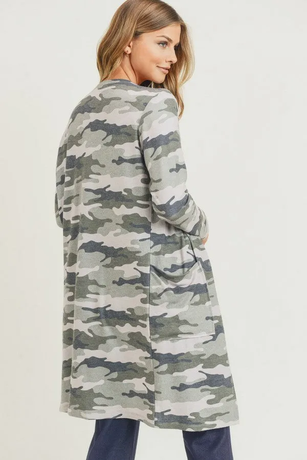 Camouflage Cardigan with Pockets