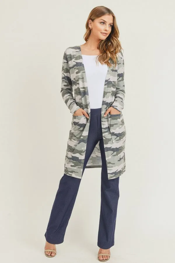 Camouflage Cardigan with Pockets