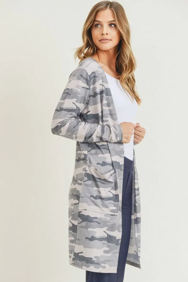 Camouflage Cardigan with Pockets