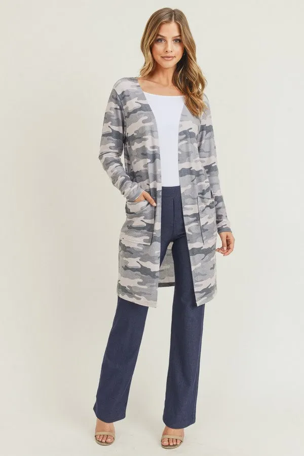 Camouflage Cardigan with Pockets