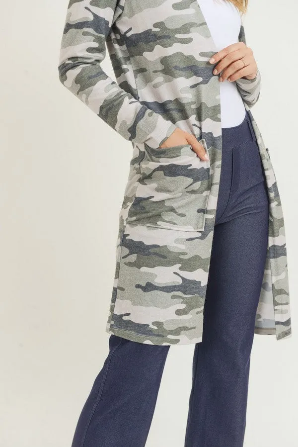 Camouflage Cardigan with Pockets