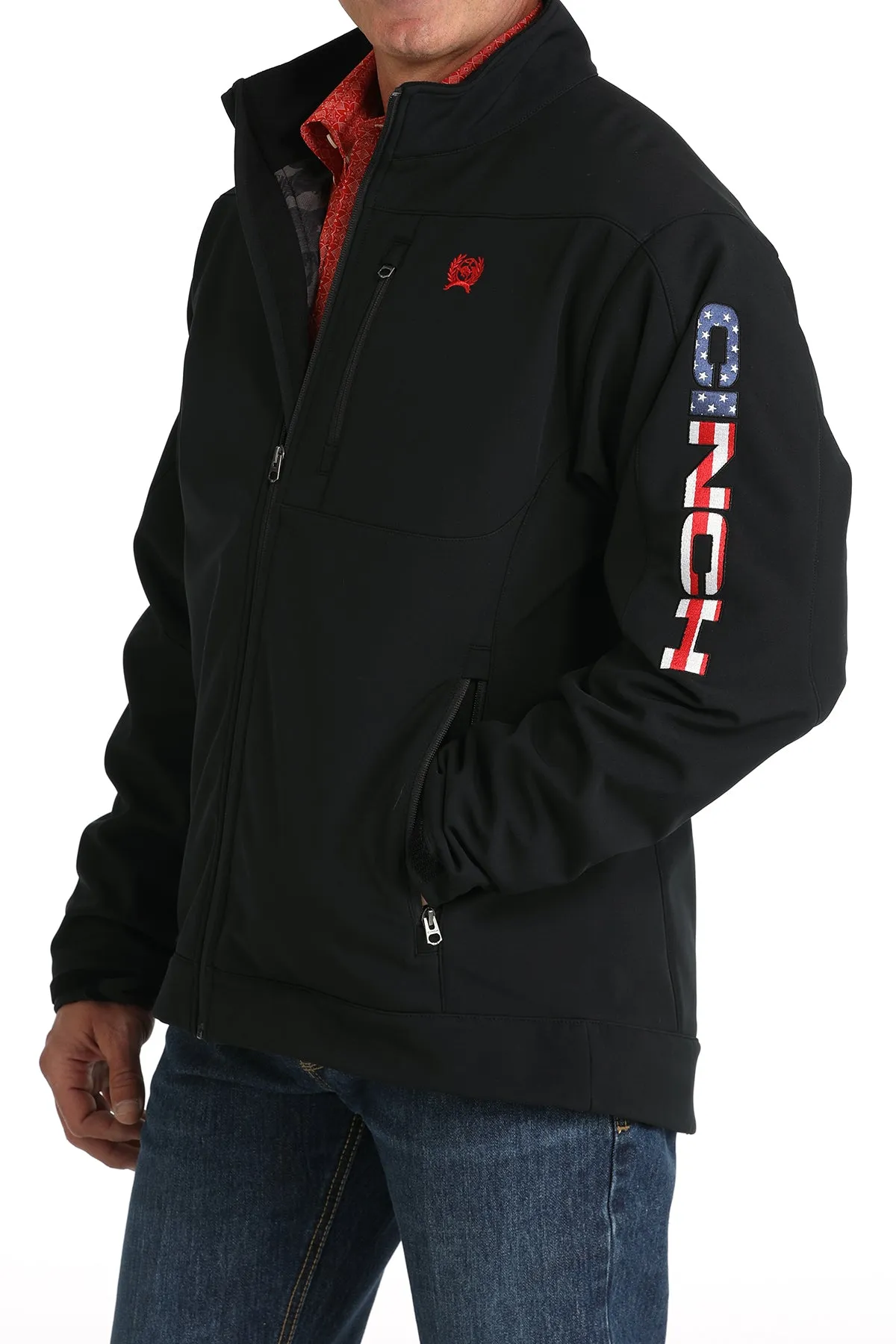 Cinch Men's Black Bonded Jacket with Patriotic Logo