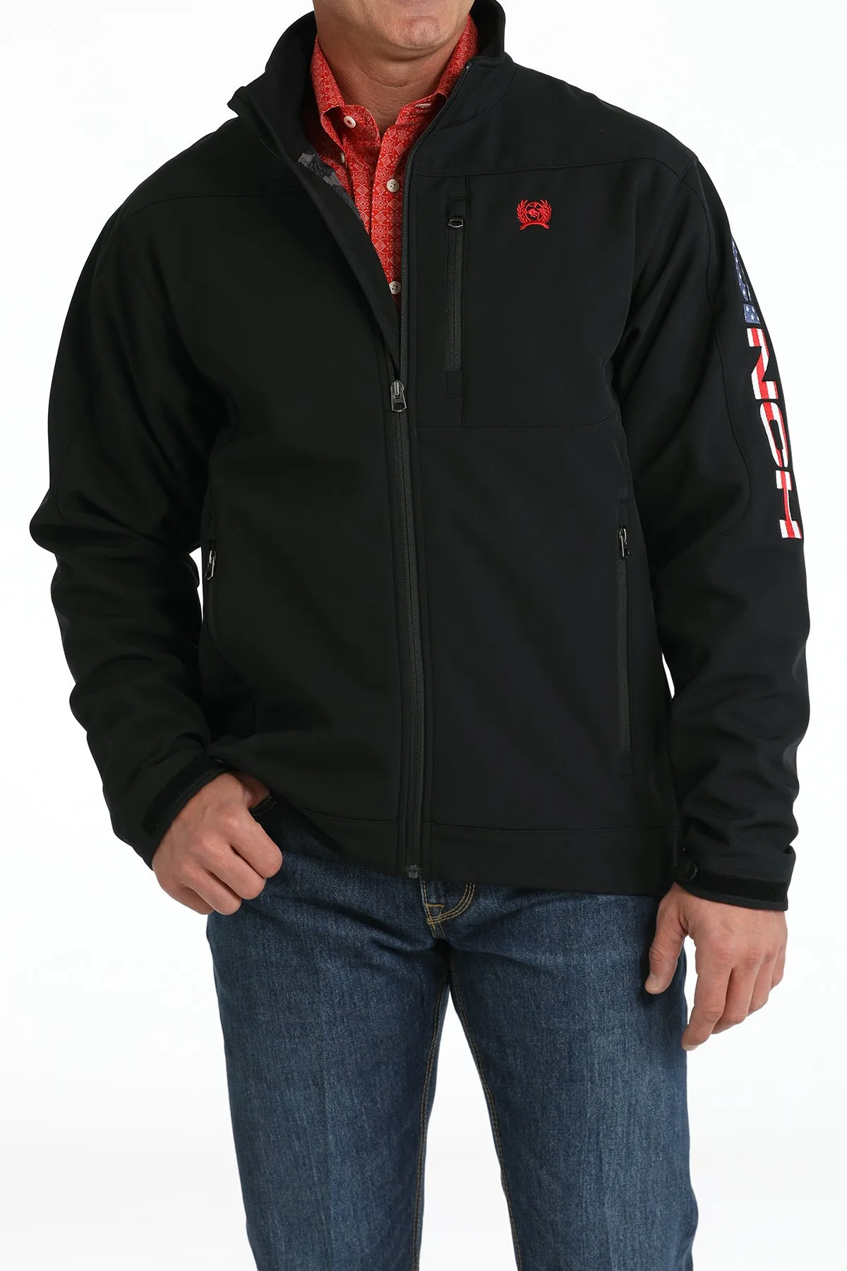 Cinch Men's Black Bonded Jacket with Patriotic Logo