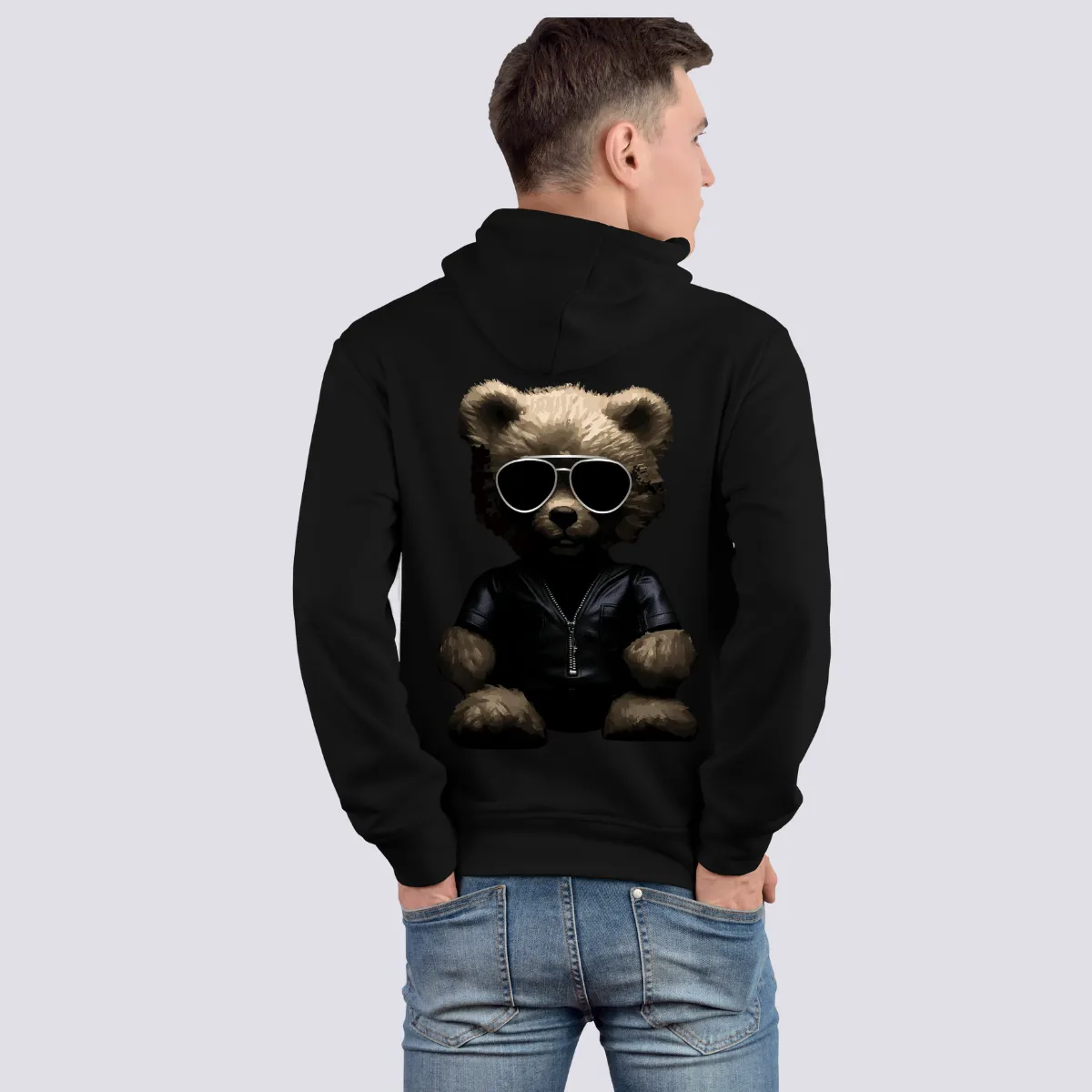 Cool Teddy Relaxed Fit Black Hoodie For Men By DemonWear