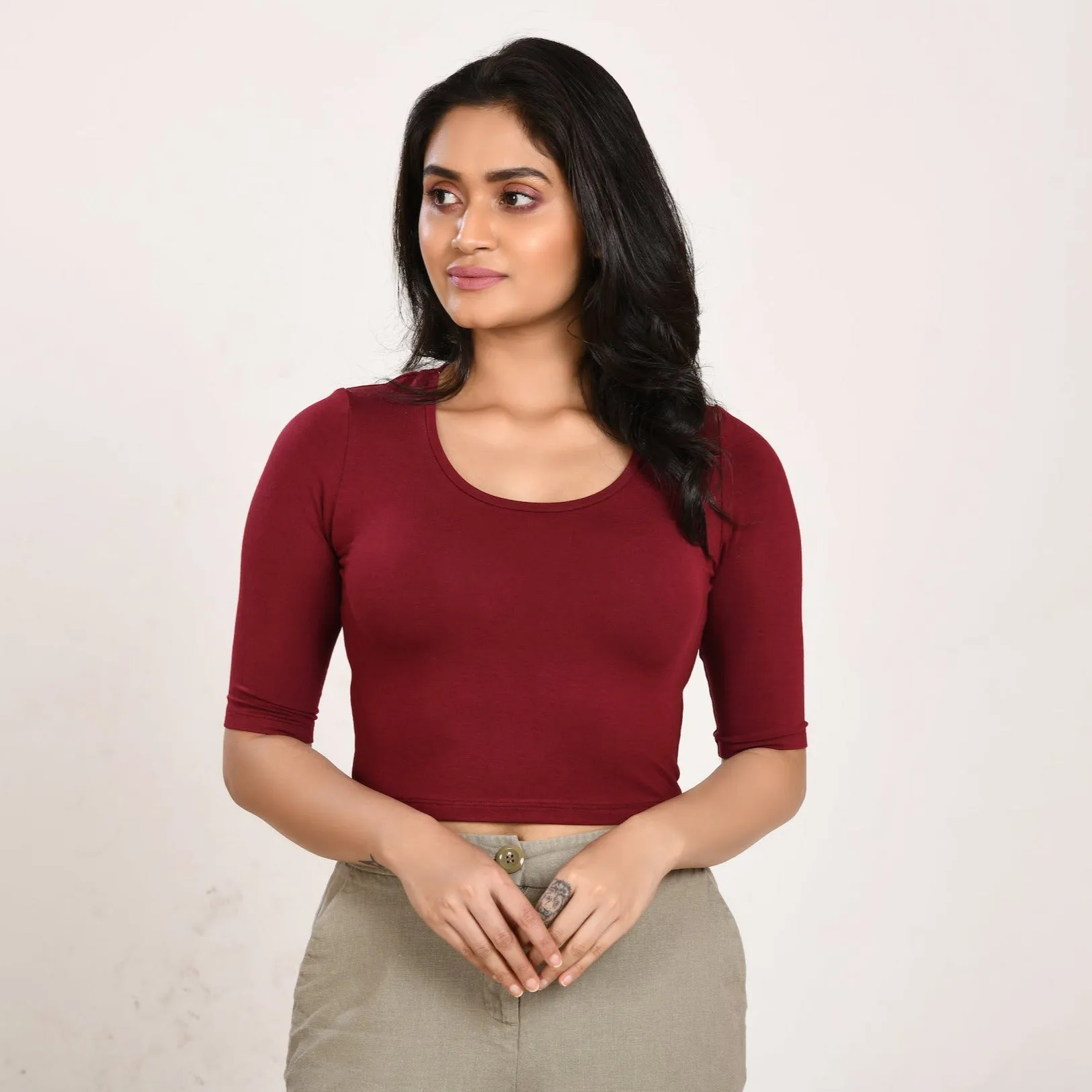 Cotton Rayon Blouses Plus Size - Elbow Sleeves