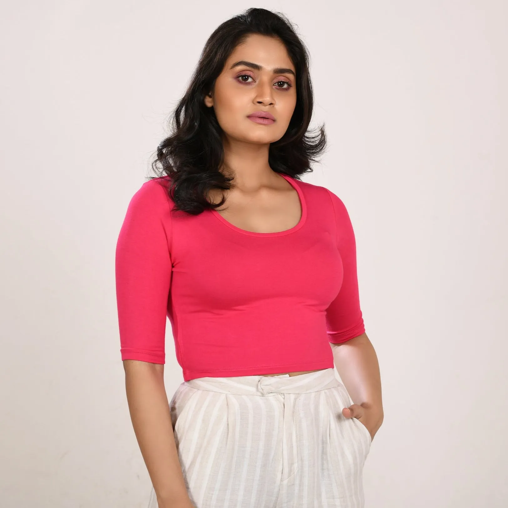 Cotton Rayon Blouses Plus Size - Elbow Sleeves