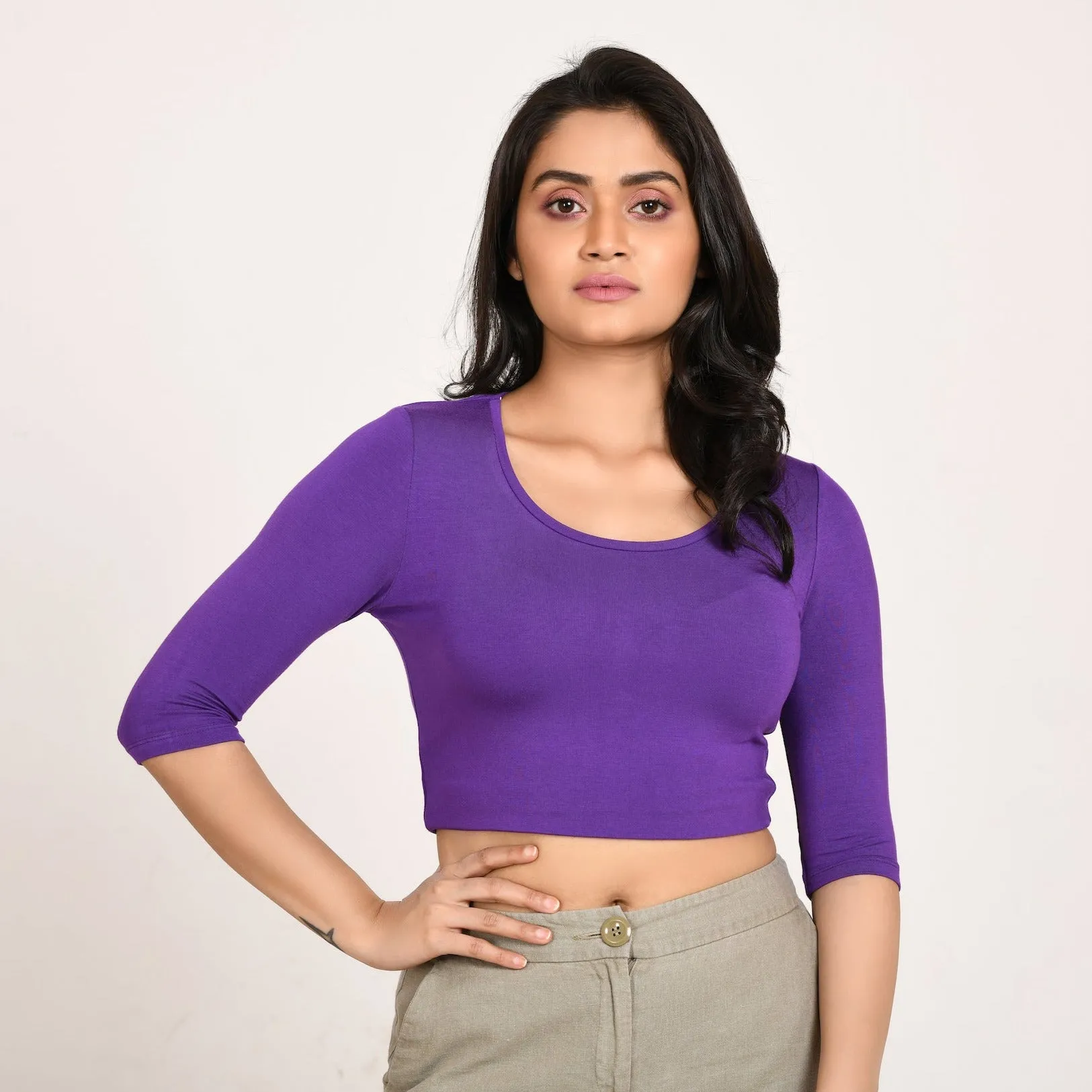 Cotton Rayon Blouses Plus Size - Elbow Sleeves