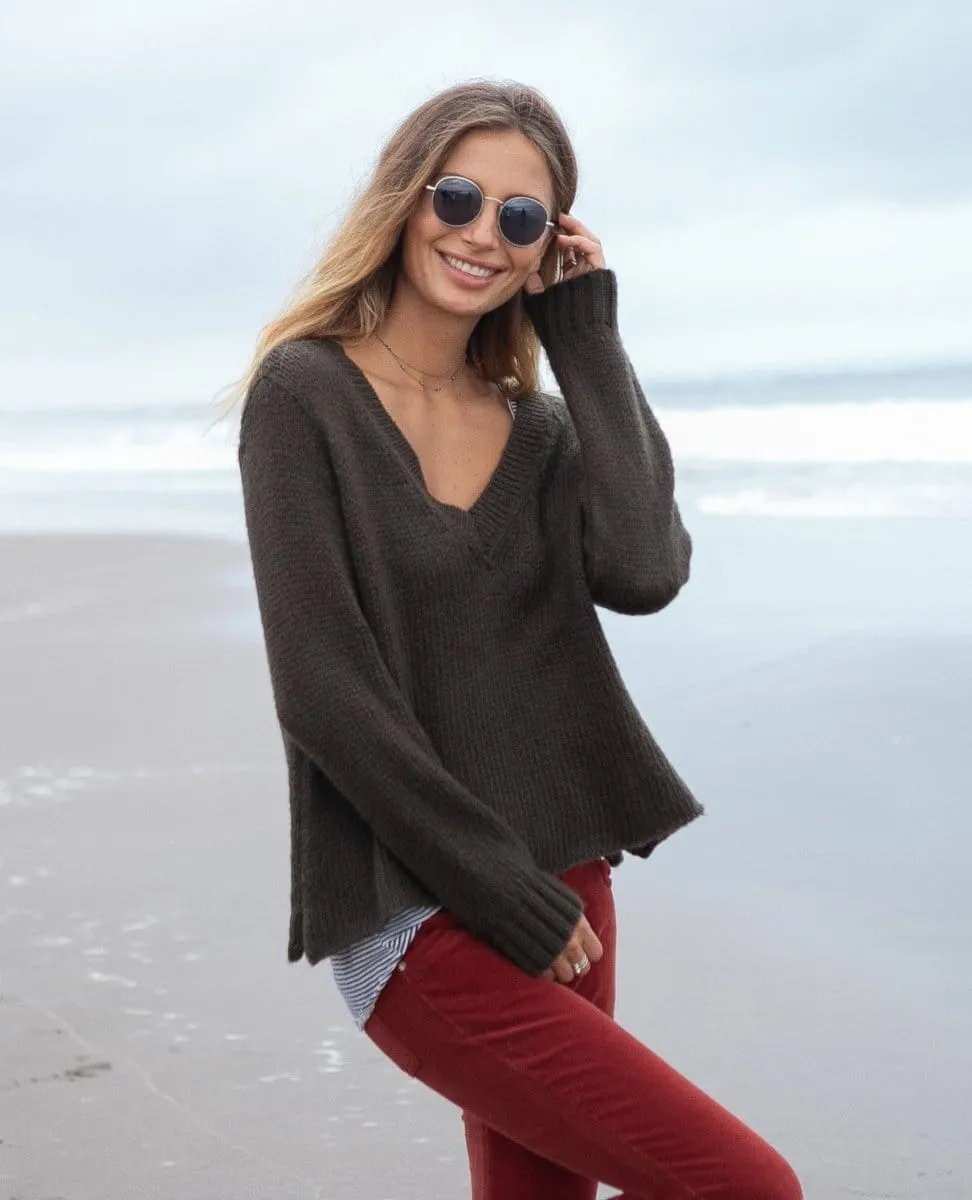 Cozy V Neck Olive