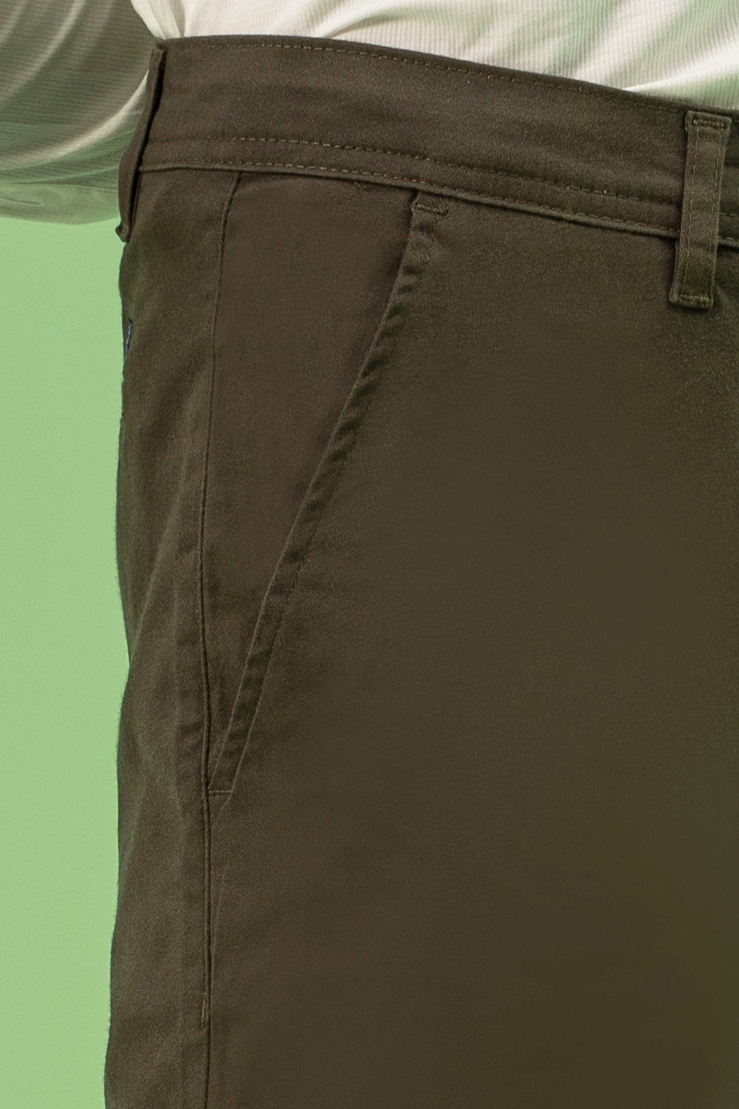 CROSS POCKET SATAIN SLIM FIT PANT DARK OLIVE