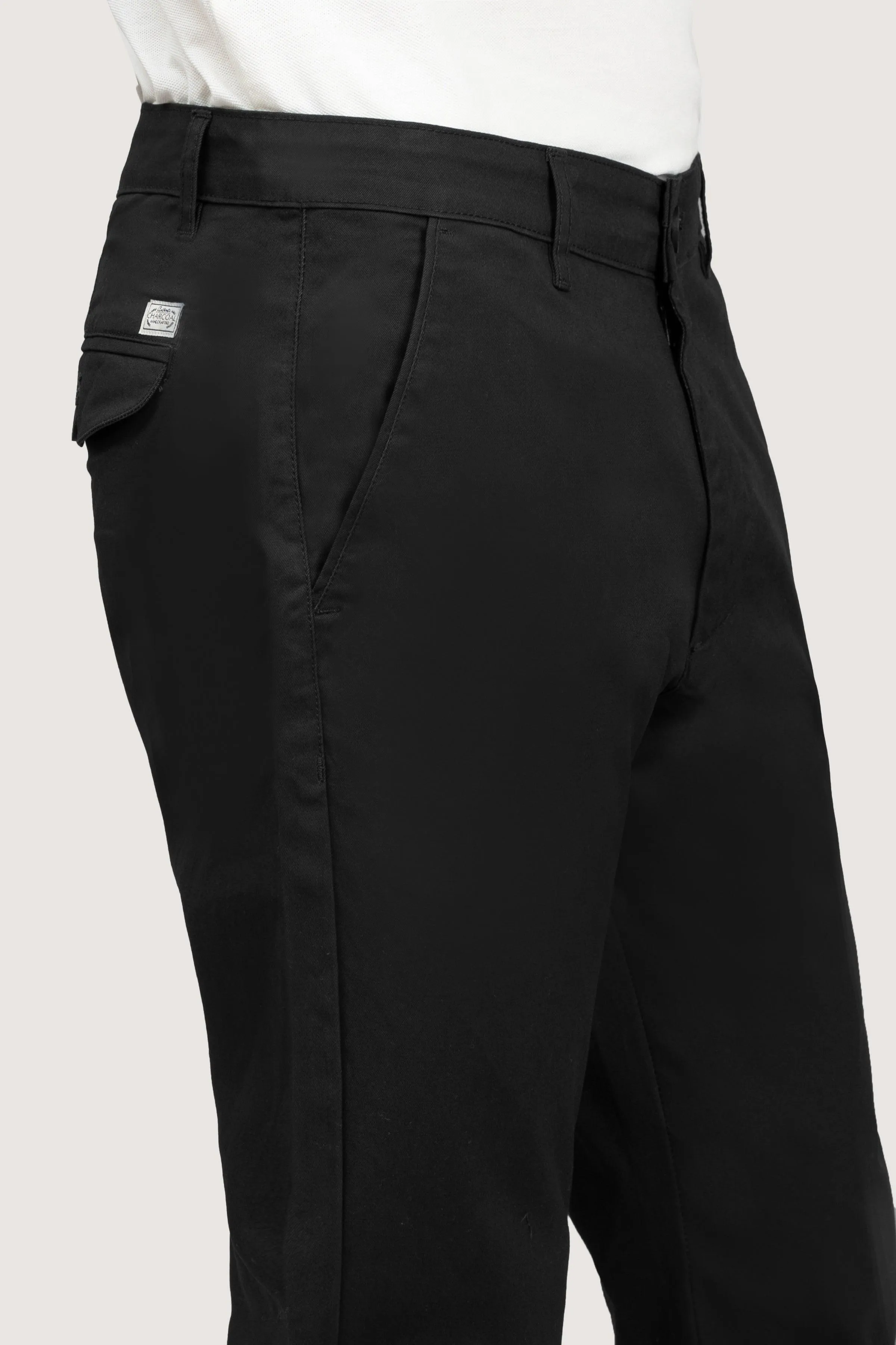 CROSS POCKET TWILL SLIMFIT BLACK PANT