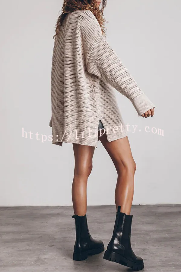 Cup of Cozy Knit Oversized Slit Side Sweater