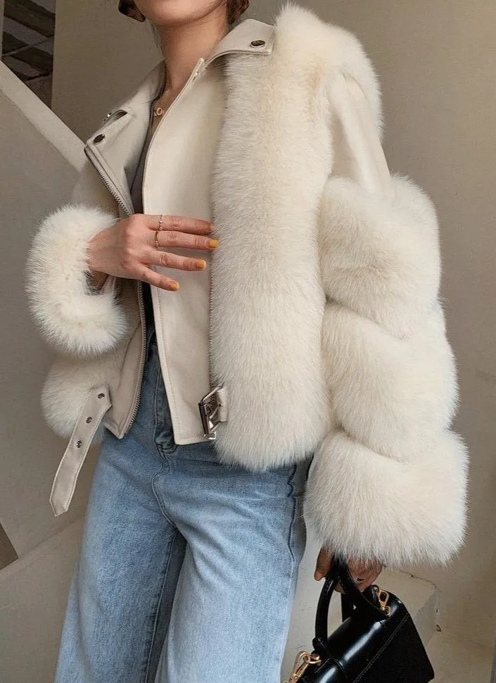 Double-faced Fur Moto & Biker Coat