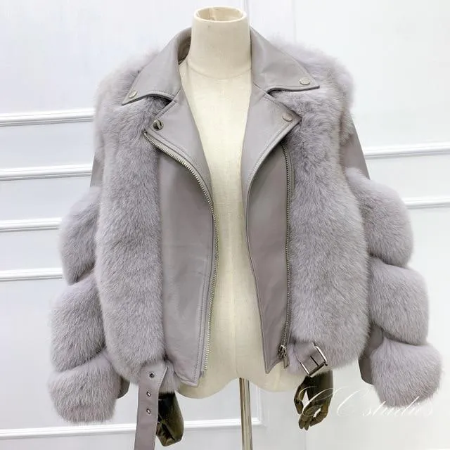 Double-faced Fur Moto & Biker Coat