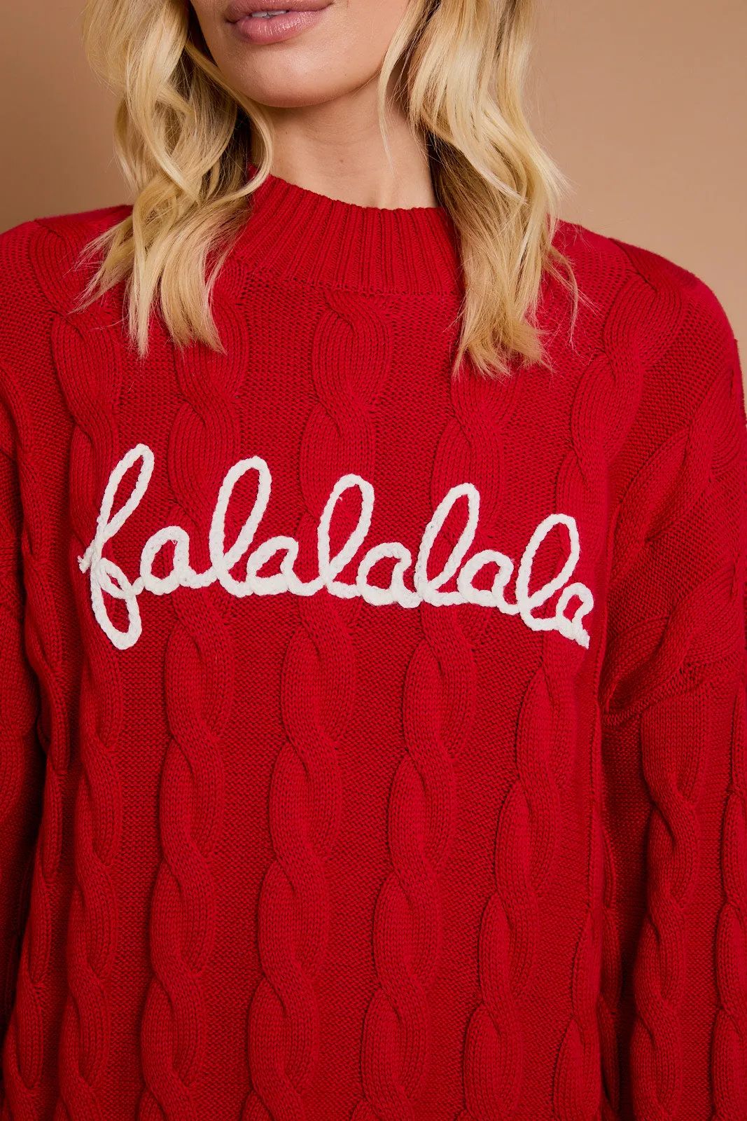 Falala Cable Sweater - Red