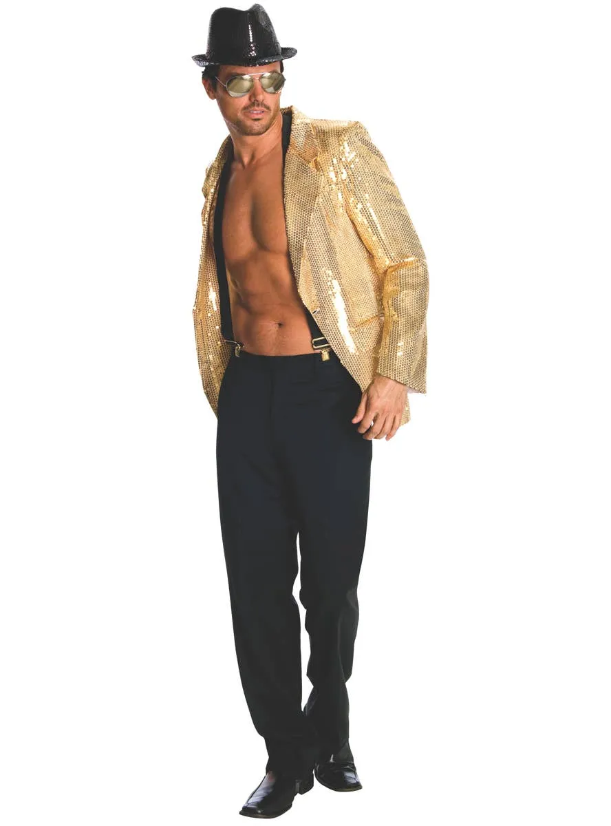 Fancy Gold Sequinned Mens Costume Jacket