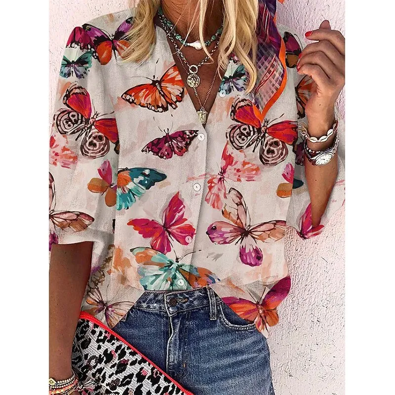 FashionSierra - Loose Colorful Print Large Size Blouses