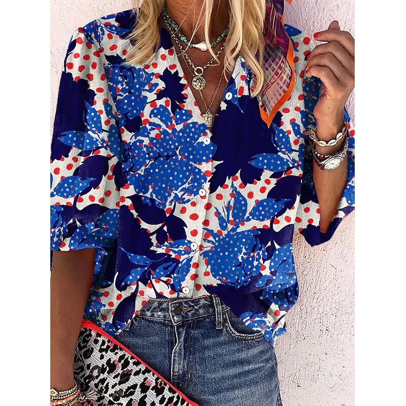 FashionSierra - Loose Colorful Print Large Size Blouses