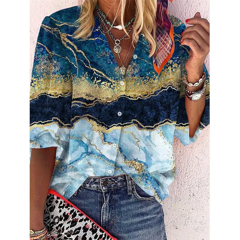 FashionSierra - Loose Colorful Print Large Size Blouses