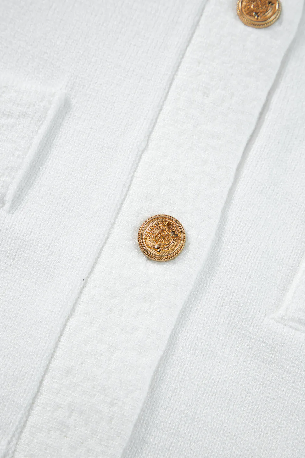 Gold Buttons Textured Sweater T Shirt