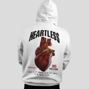 Heartless Relaxed fit White Hoodie For Men By Demon Wear