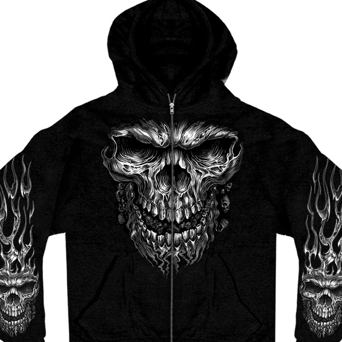 Hot Leathers GMZ4237 Men’s ‘Shredder Skull’ Black Hoodie with Zipper