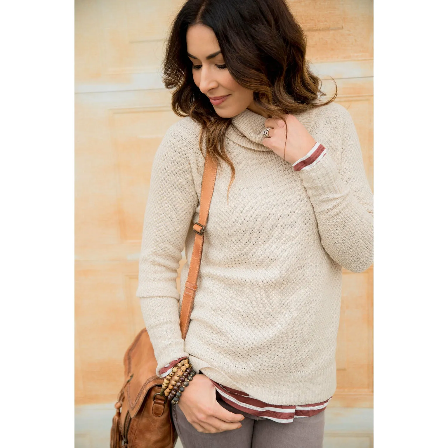 Knitted Cowl Neck Sweater