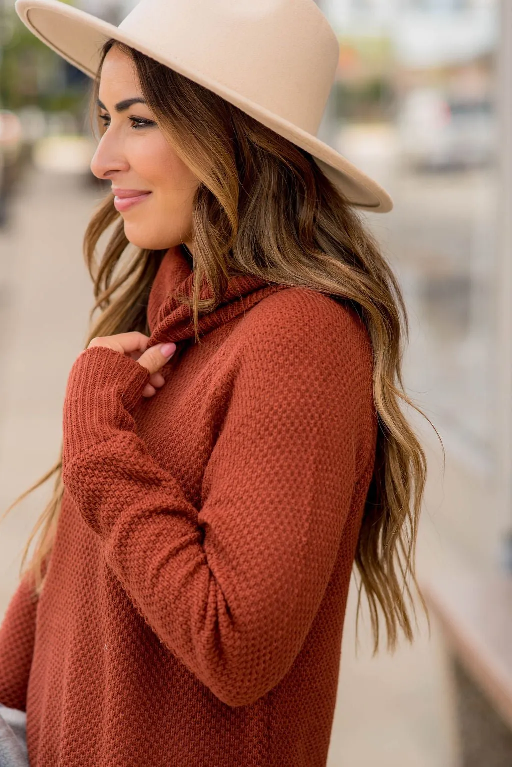 Knitted Cowl Neck Sweater