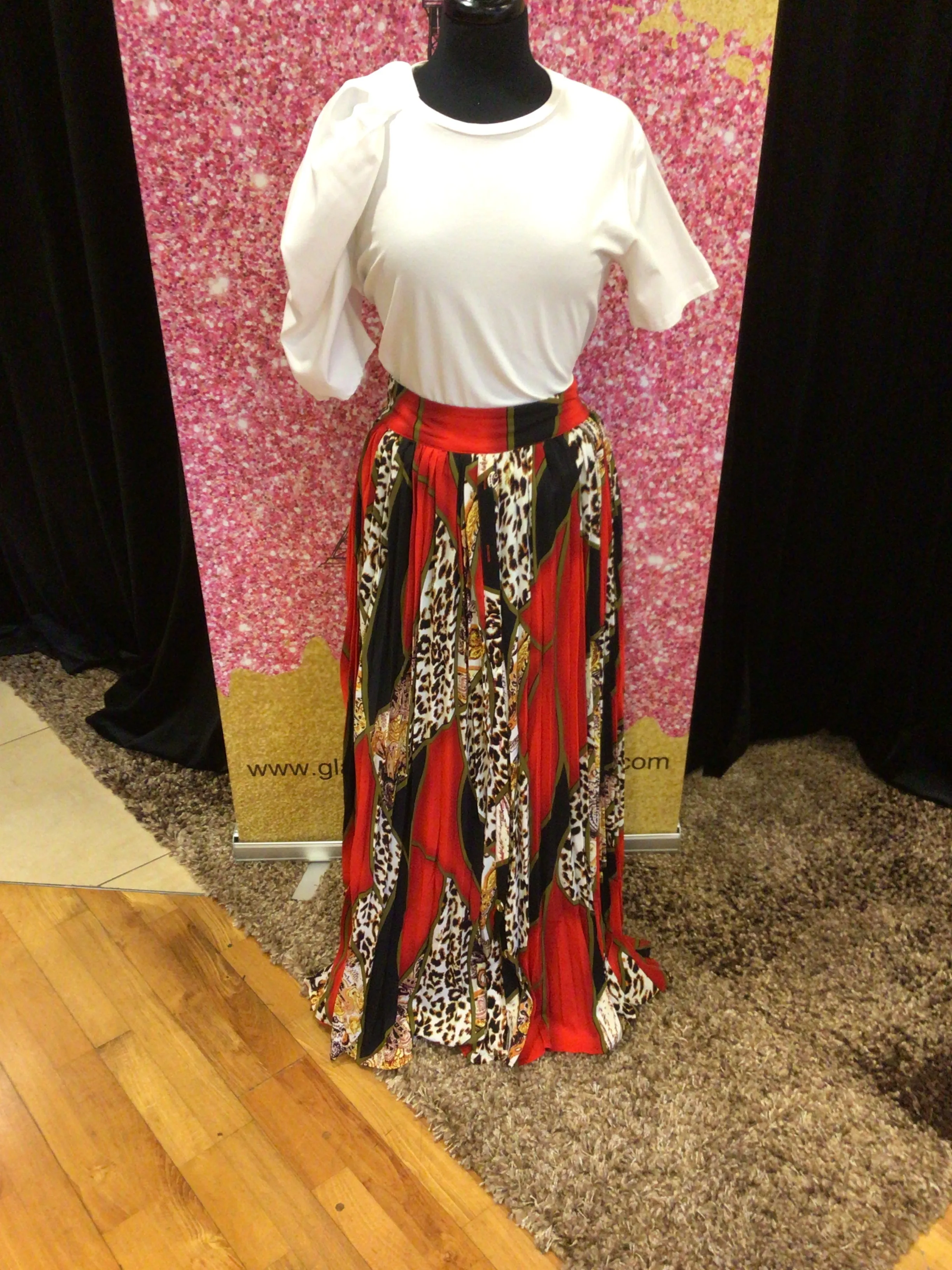 Leopard colorful maxi skirt