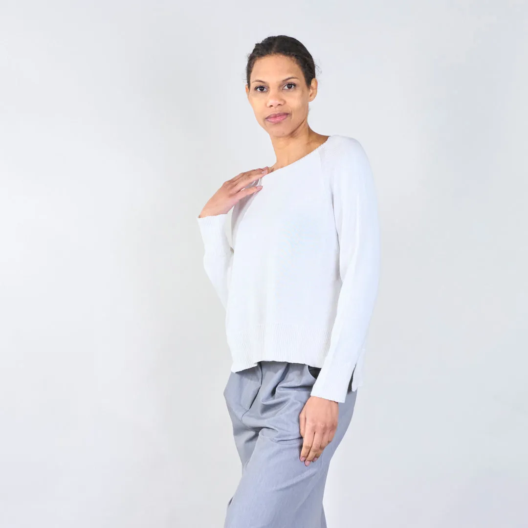 Lightweight knit sweater with ribbed hem wholesale