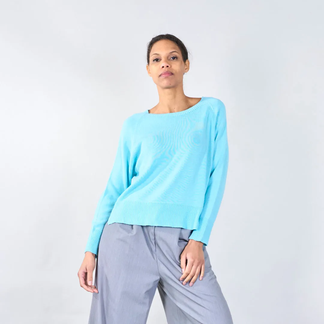 Lightweight knit sweater with ribbed hem wholesale