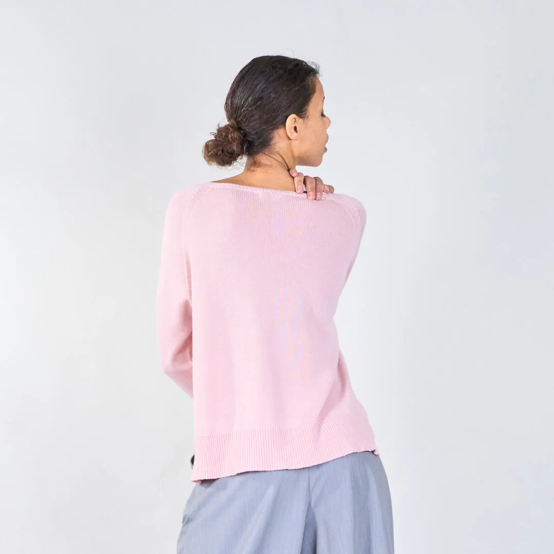 Lightweight knit sweater with ribbed hem wholesale