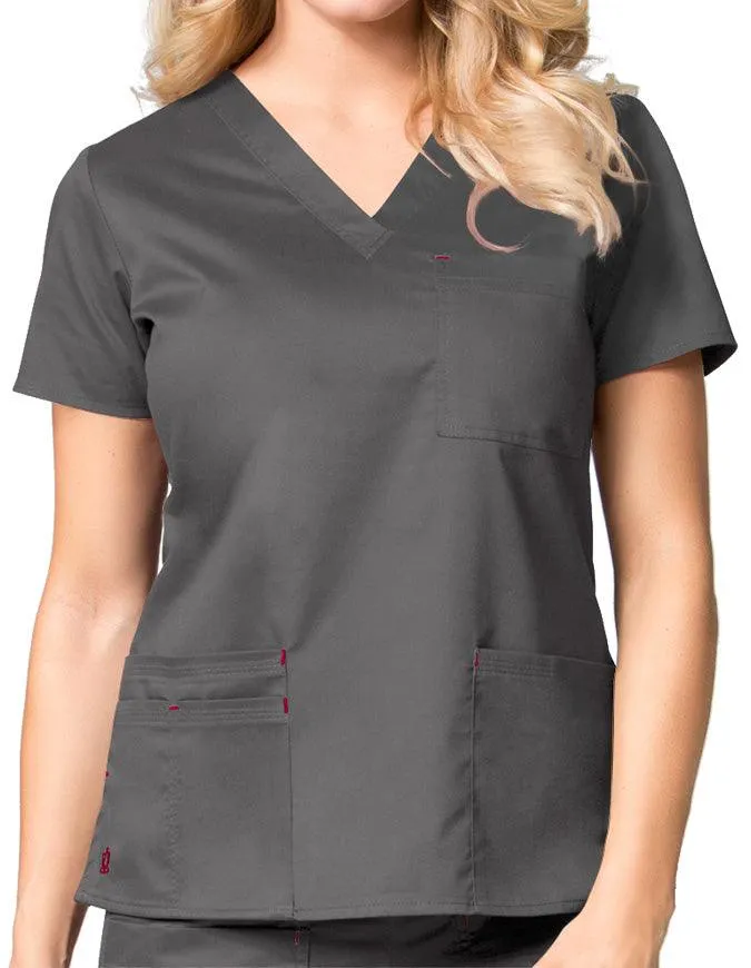 Maevn 26.5 Inch Blossom Women's V-Neck Fashion Scrub Top