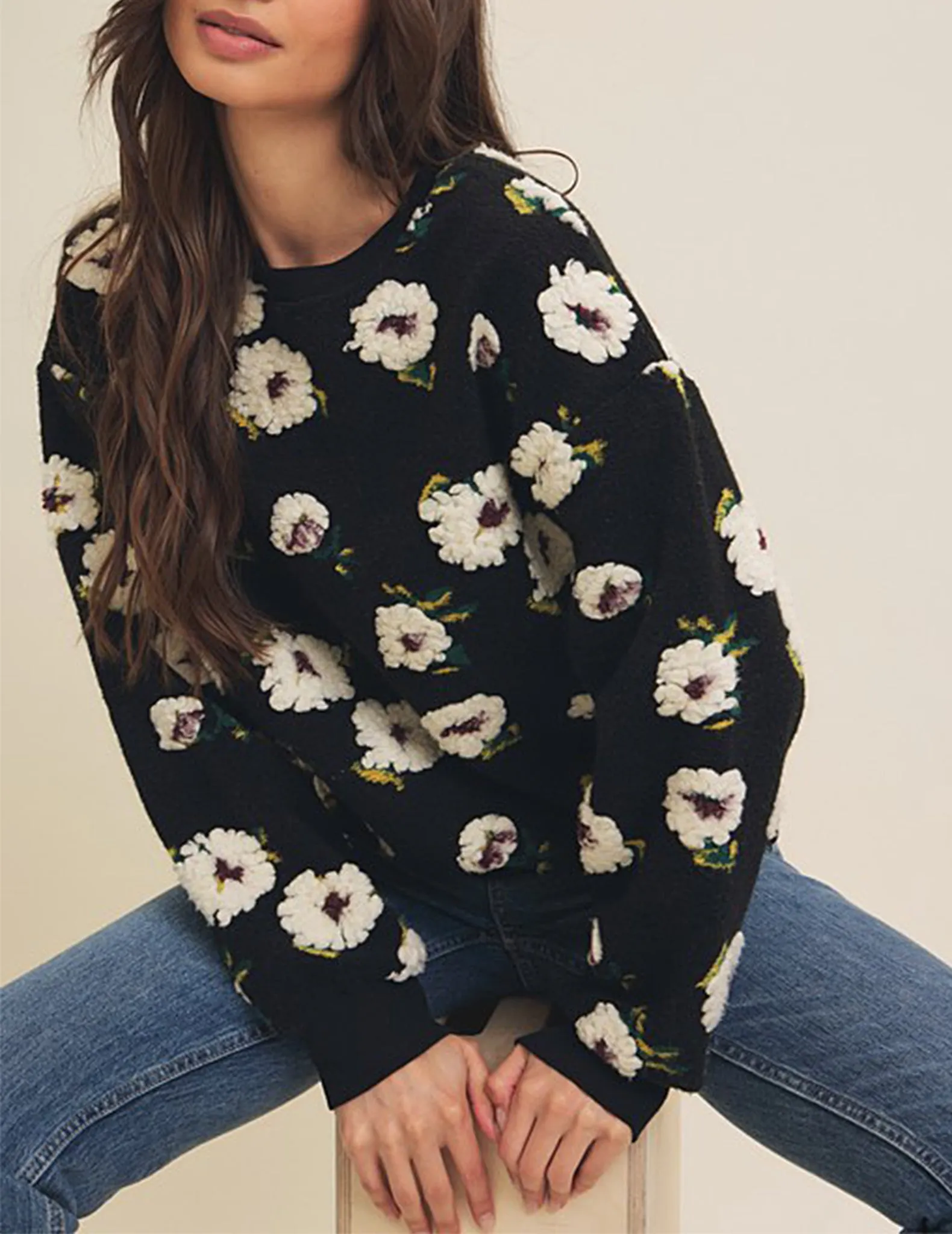 Midnight Gardenia Jacquard Sweatshirt