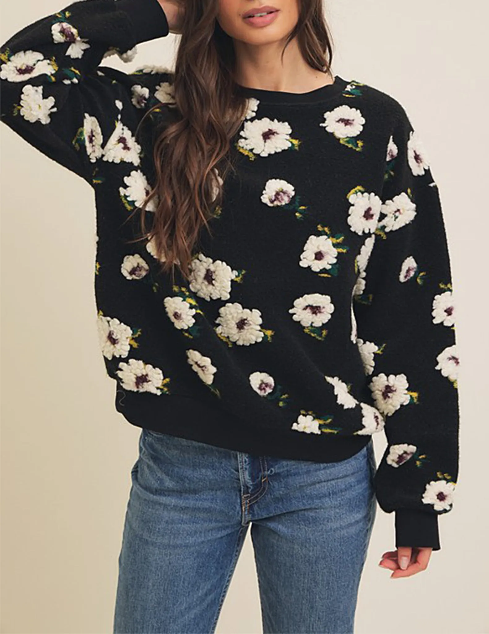 Midnight Gardenia Jacquard Sweatshirt