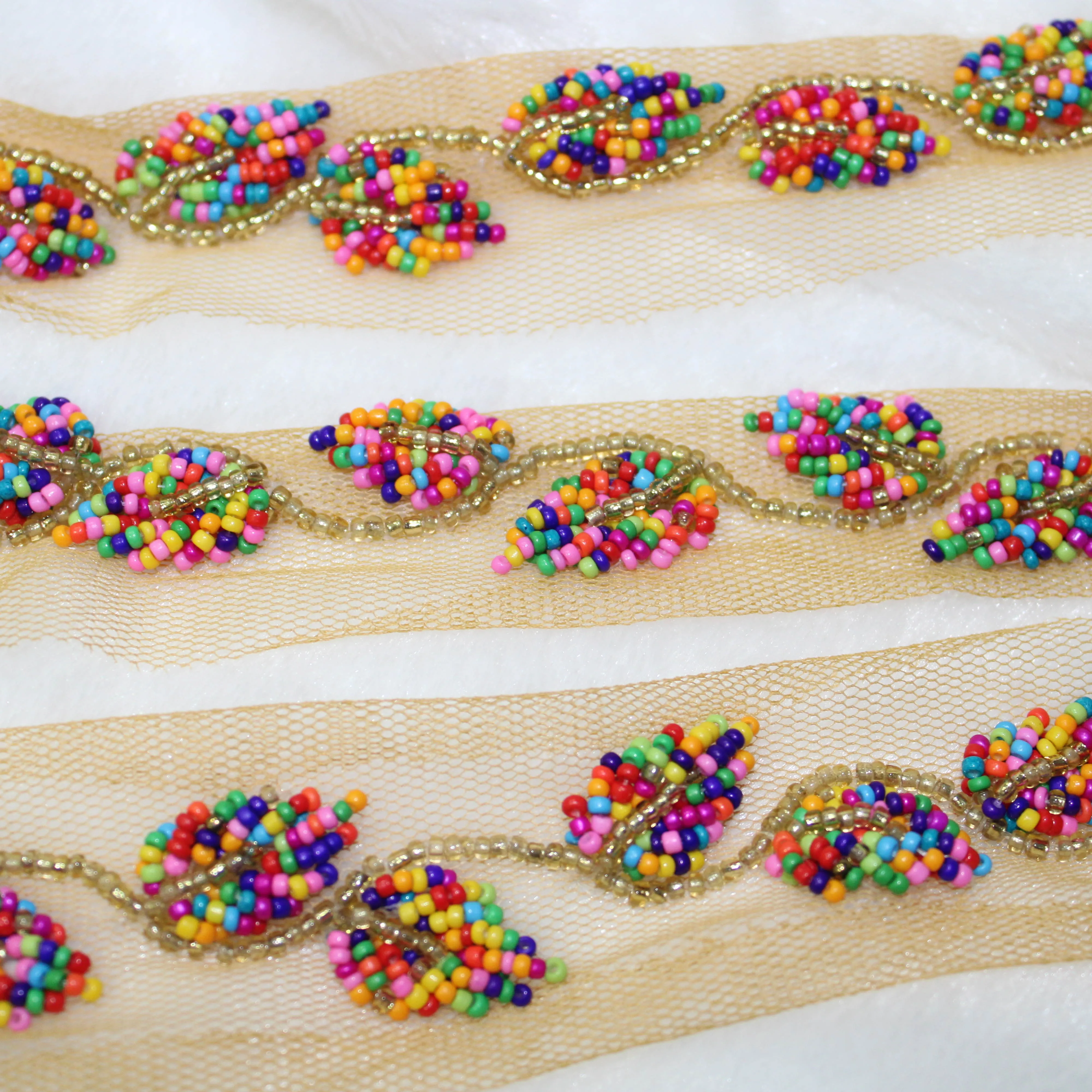 Multicolor Beaded Embellished Handwork Trim (Wholesale)