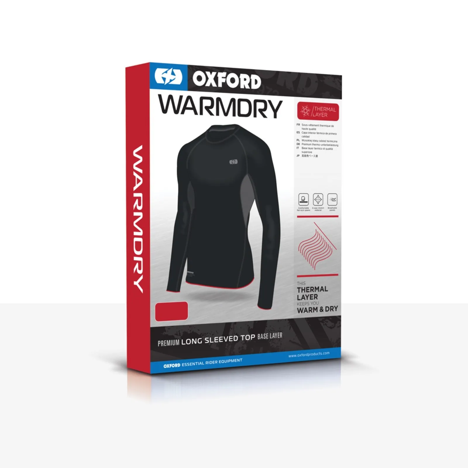 Oxford Layers WarmDry Motorcycle Motorbike Thermal Base Layer Top - Black