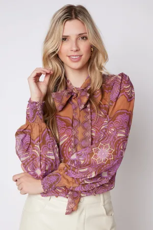 Paige Printed Tie Neck Blouse