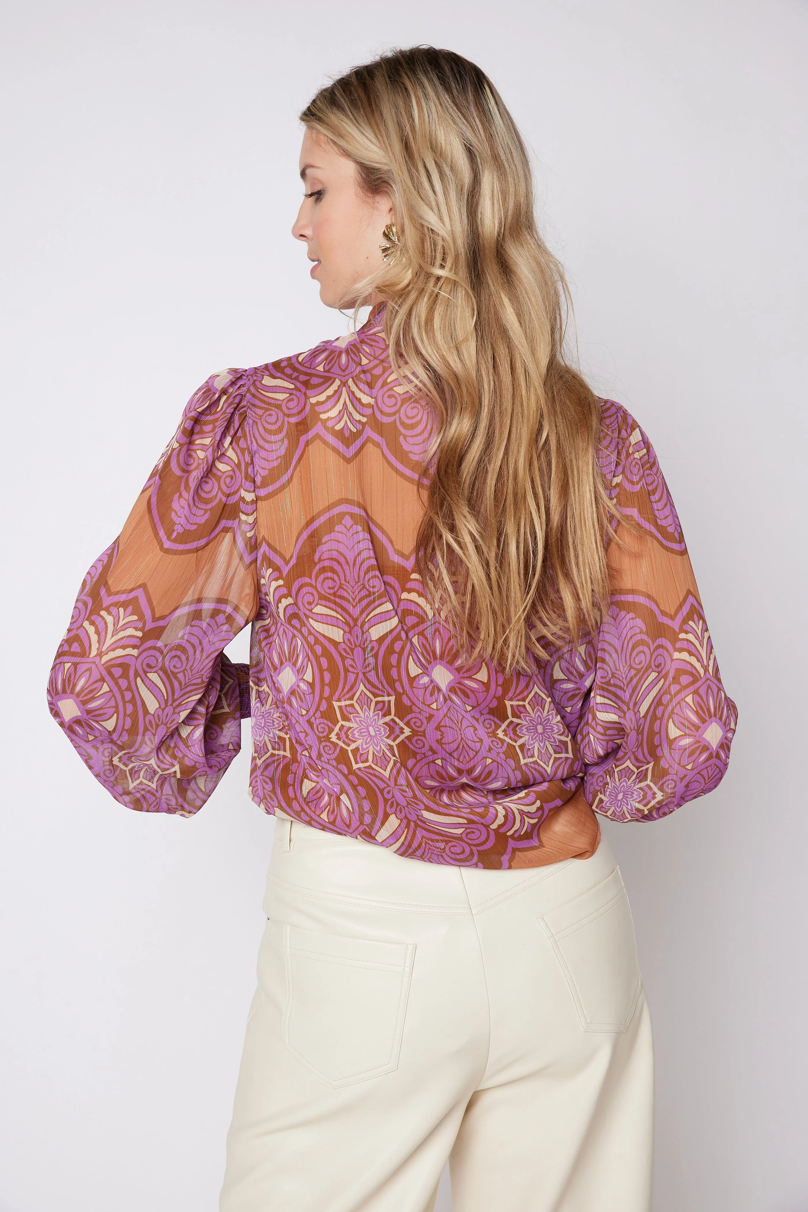 Paige Printed Tie Neck Blouse