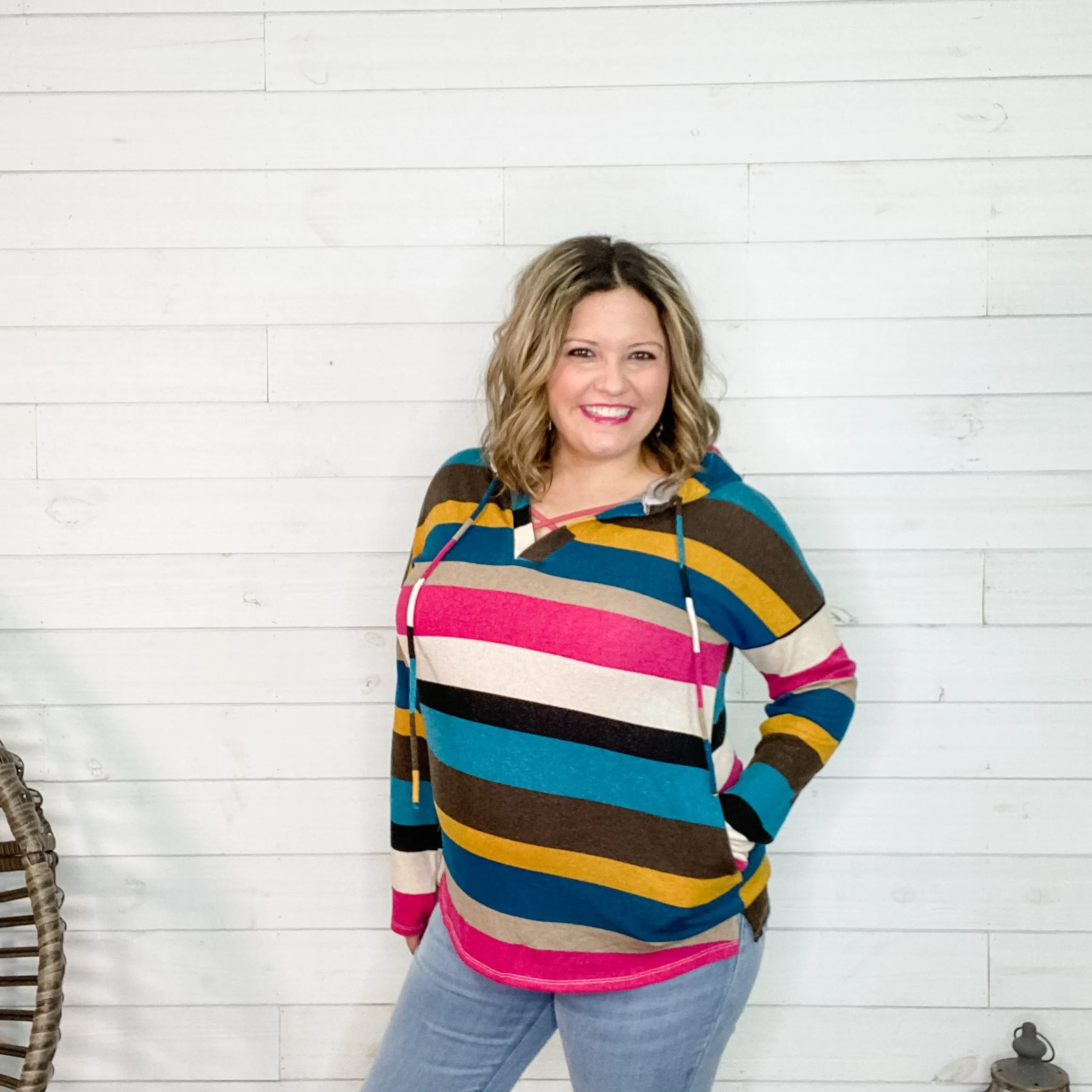 "Monique" Stripe Lightweight Hoodie