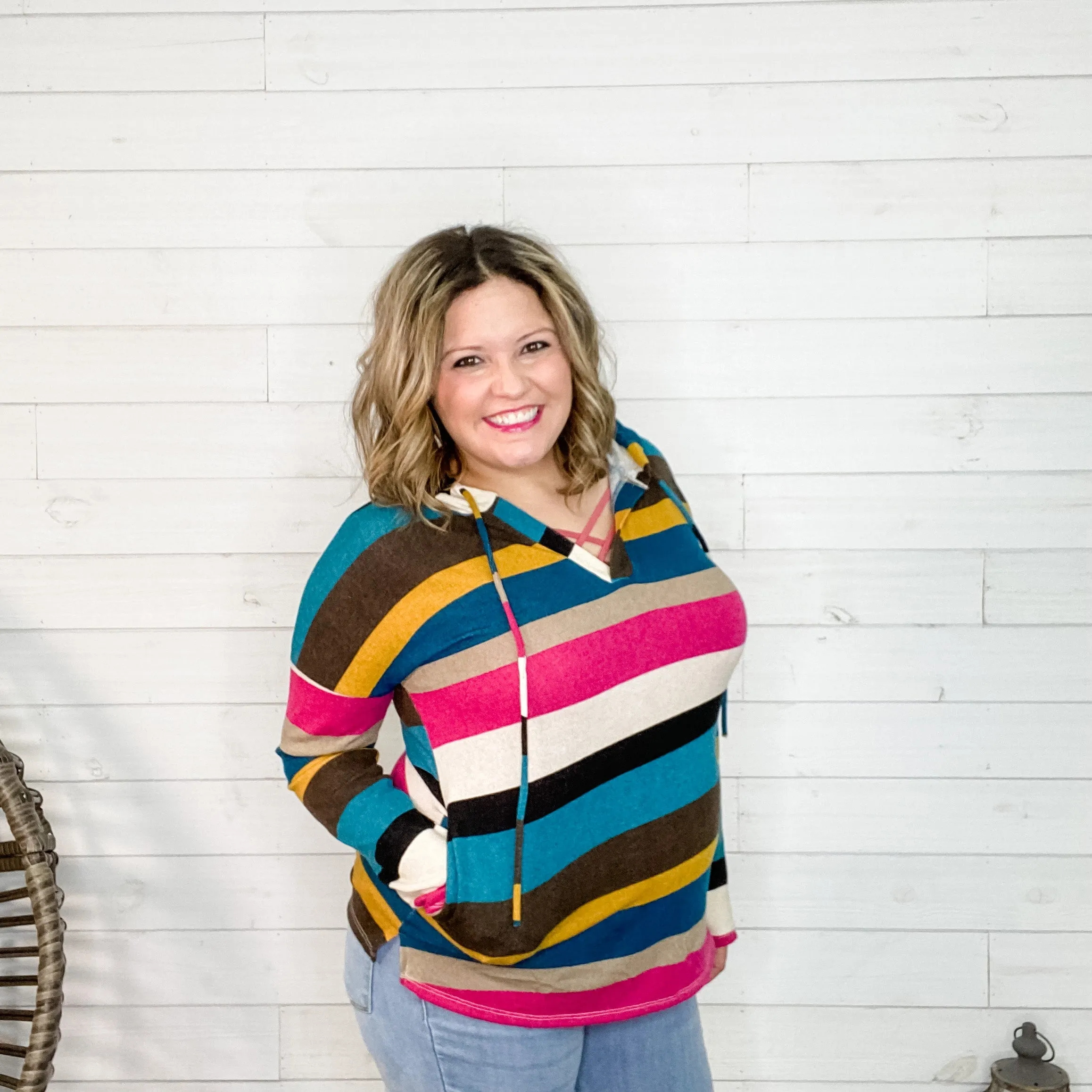 "Monique" Stripe Lightweight Hoodie