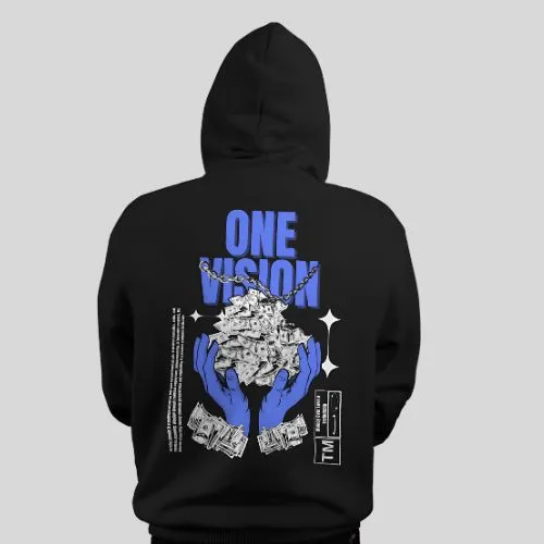 "One Vision" Relaxed Fit Black Hoodie for Men By Demon Wear