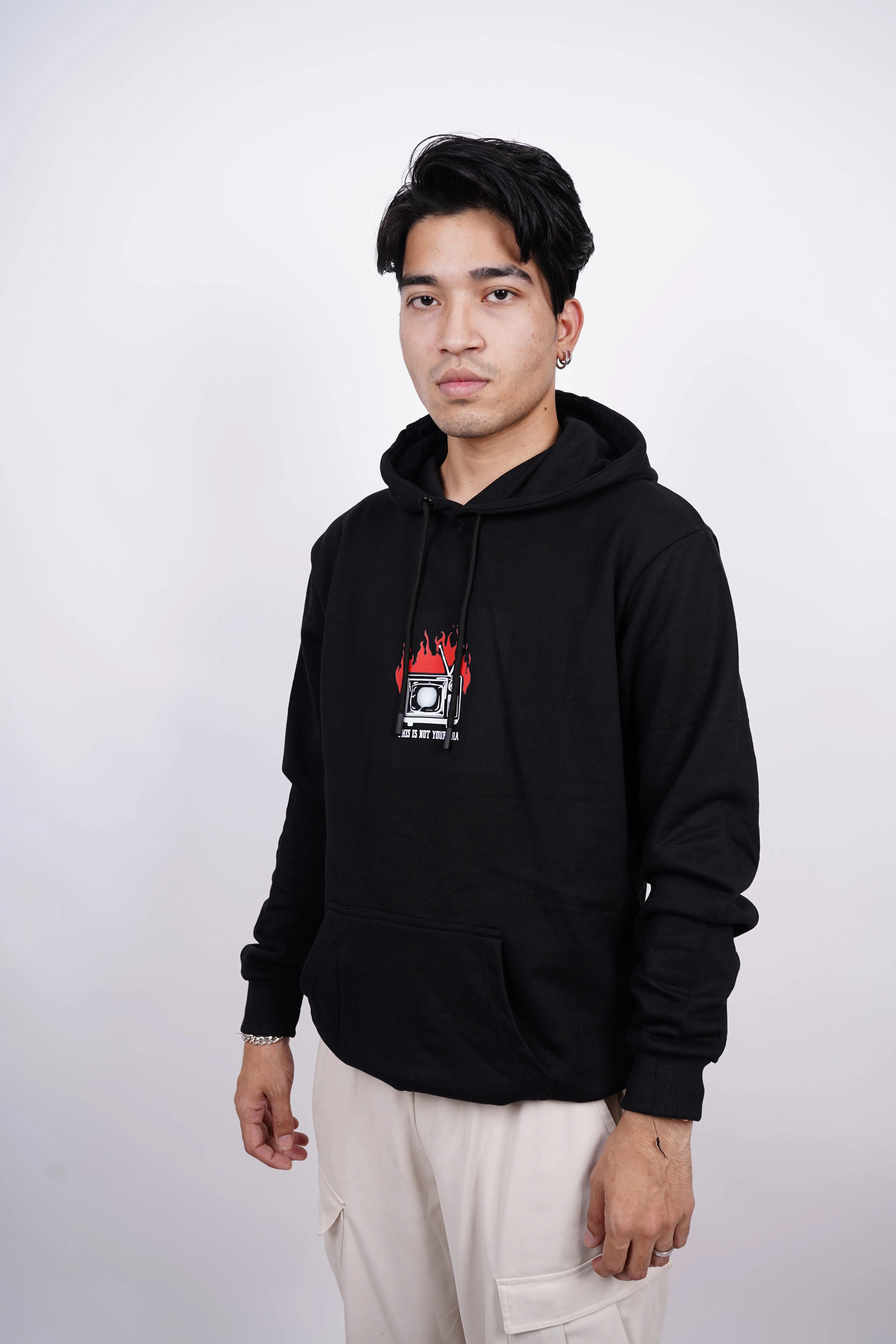 Rebellion Radiance Relaxed Fit Black Hoodie For Men By DemonWear