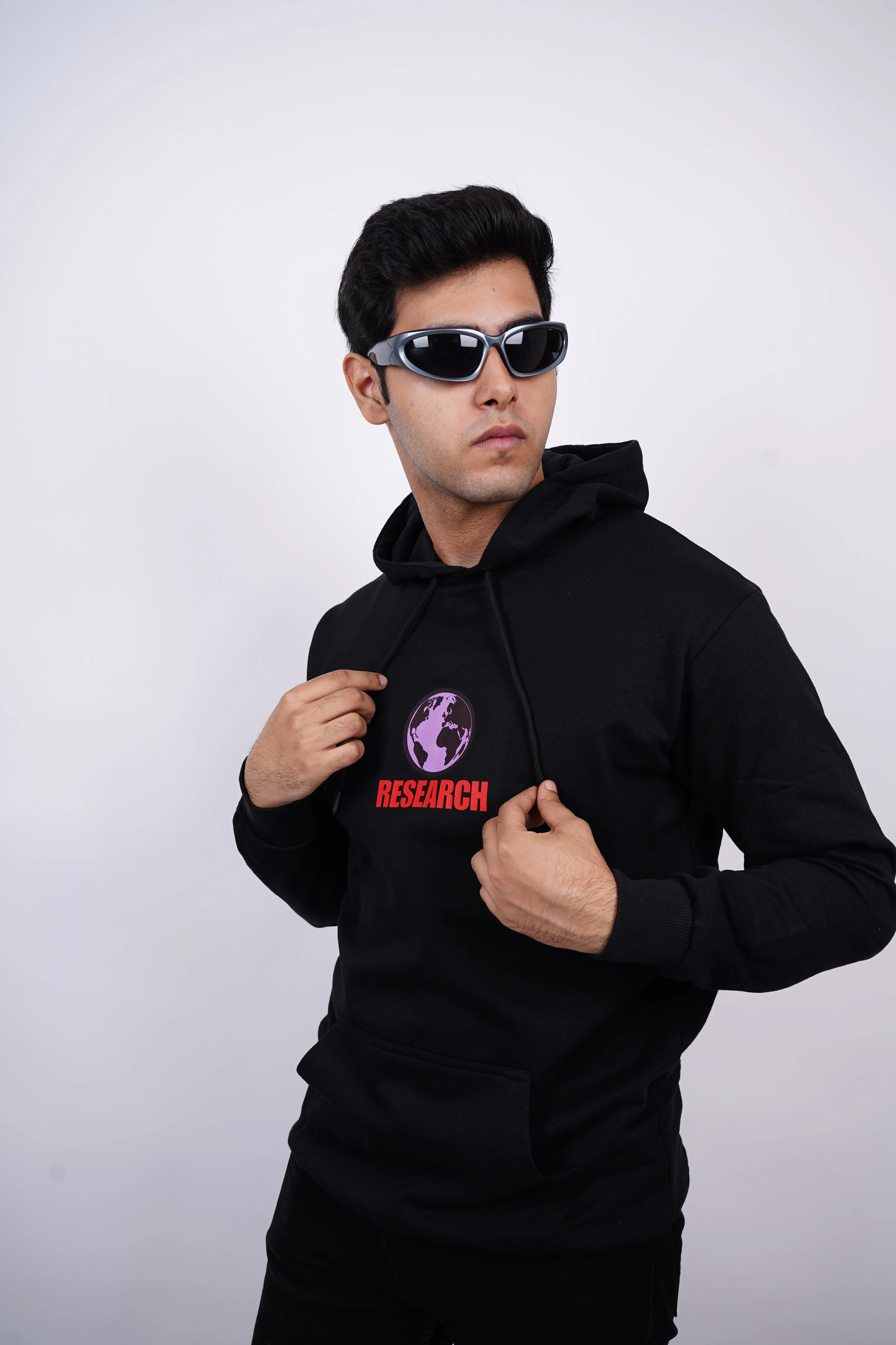 Research Relaxed Fit Black Hoodie For Men By DemonWear