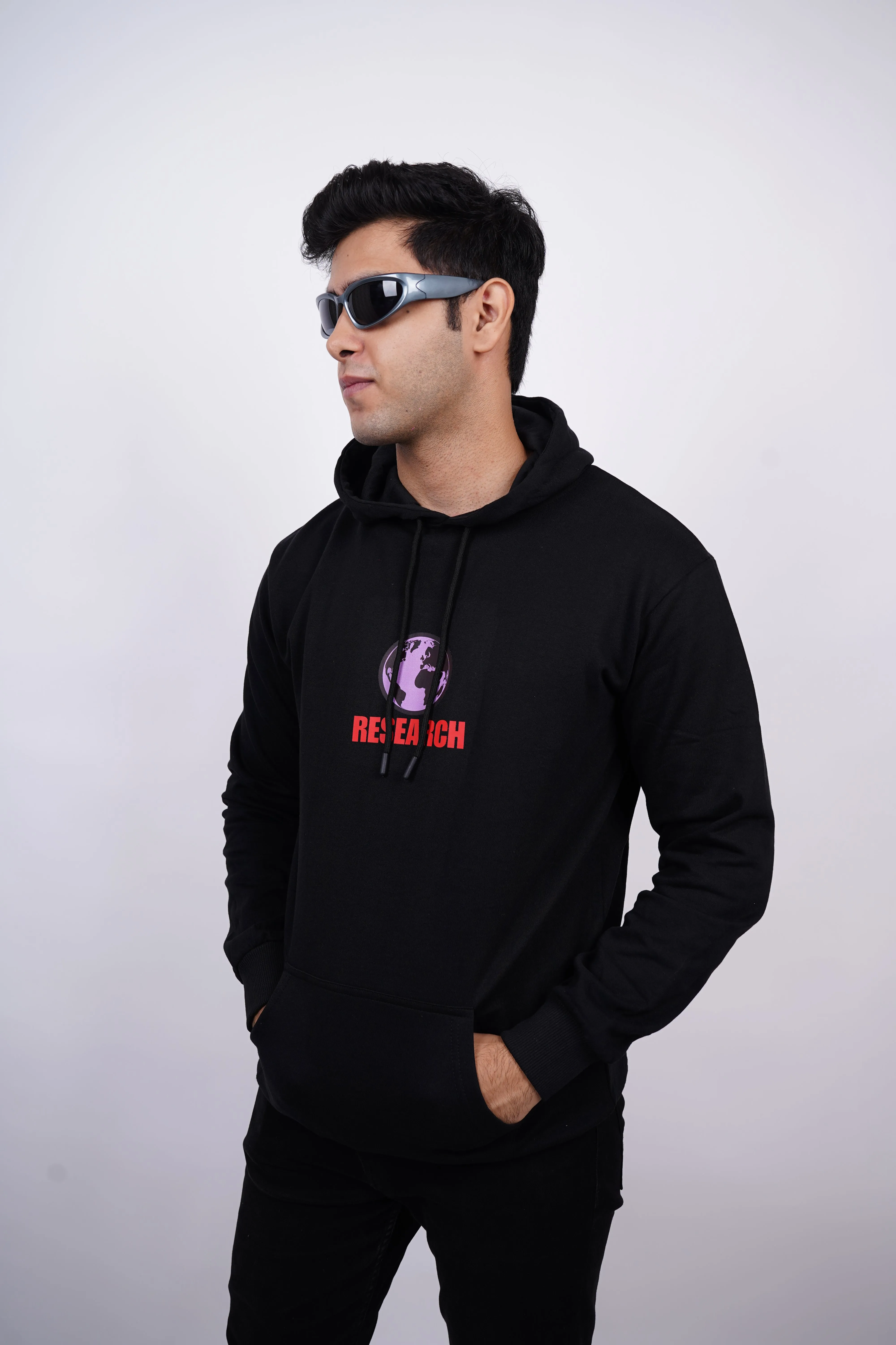 Research Relaxed Fit Black Hoodie For Men By DemonWear