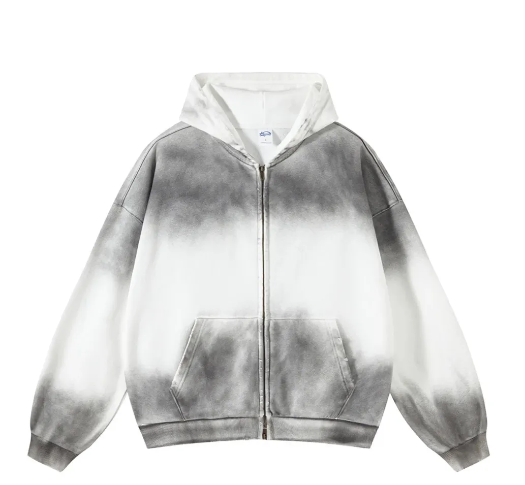 Spray Dyed Zip-Up Hoodie