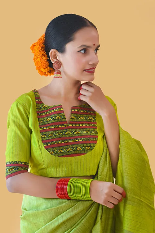 Suhavna Handpainted Madhubani Chanderi Blouse Gubbaro